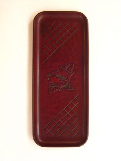 Pen tray / peony and check