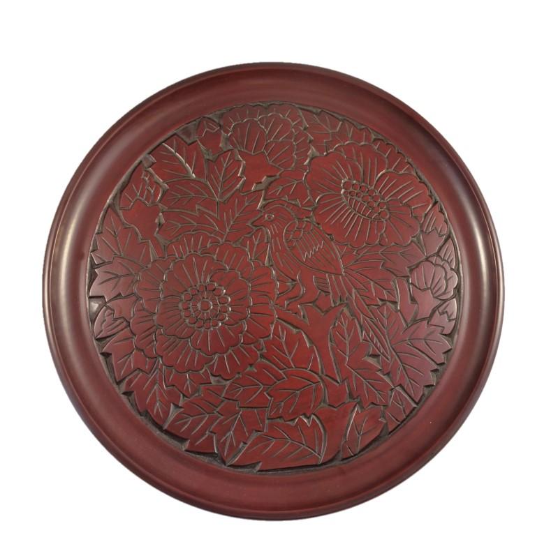 Round tray(30cm) / peony with bird